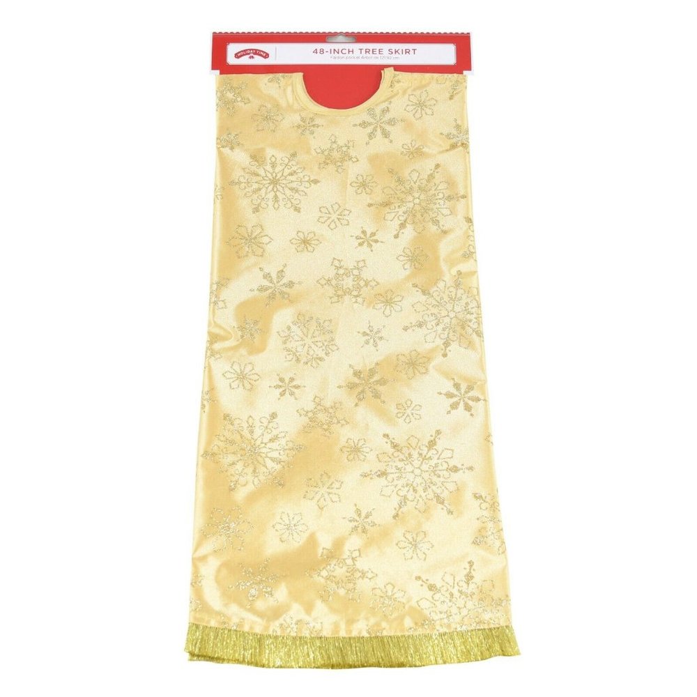 Holiday Time Tree Skirt Snowflake, Gold Glitter, 48"